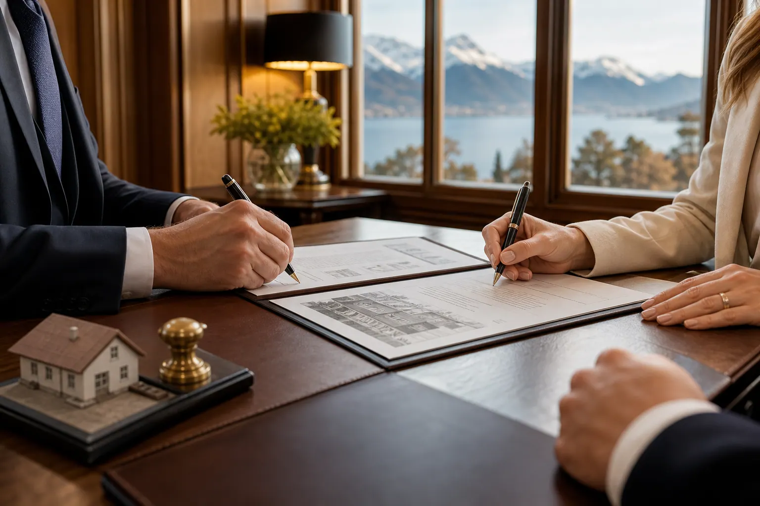 Signature de contrat immobilier chez le notaire